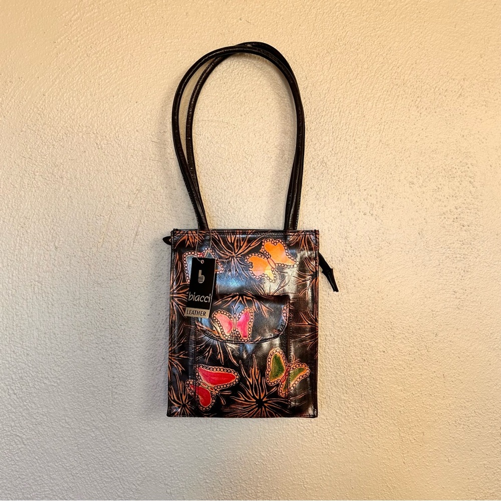 Biacci Hand-Painted Leather Butterfly Shoulder Bag – NWT